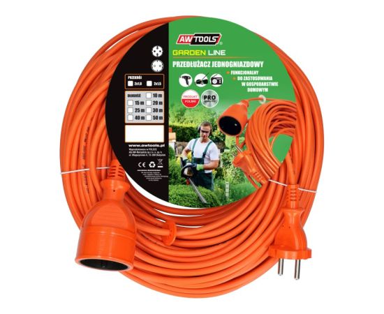 Pagarinātājs AWTools AW70201; 20 m oranžā krāsā Strāvas pagarinātāji