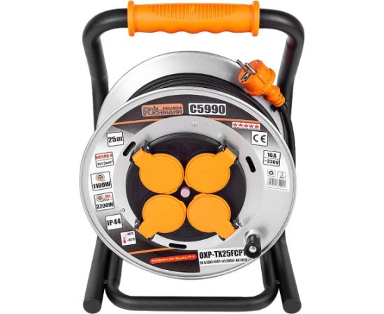 Pagarinātājs saritināms uz spoles Richmann C5990; 25 m; 3 x 1,5 mm² Strāvas pagarinātāji