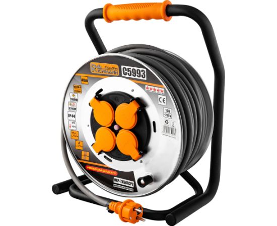 Pagarinātājs saritināms uz spoles Richmann C5993; 40 m; 3 x 2.5 mm² Strāvas pagarinātāji