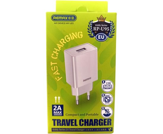 Charger Remax RP-U95 10W USB-A white Telefonu lādētāji 220v