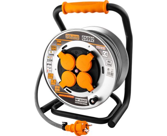 Pagarinātājs saritināms uz spoles Richmann C5992; 20 m; 3x2,5 mm² Strāvas pagarinātāji