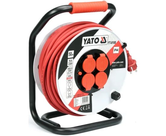 Pagarinātājs saritināms uz spoles Yato YT-8108; 50 m; 3x2,5 mm² Strāvas pagarinātāji