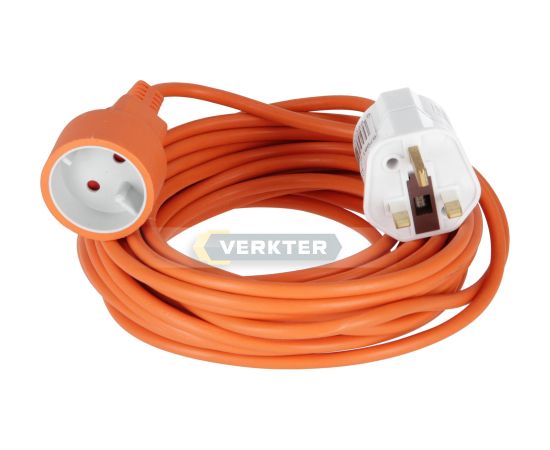 Pagarinātājs Bellight H05VV-F; 220V; 10 m + Tīkla adapteris no ES uz AK standartu Strāvas pagarinātāji