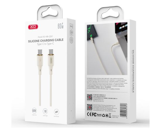XO NB-Q261 Кабель USB-C на USB-C / PD / 1m / 60W Дата USB-кабели