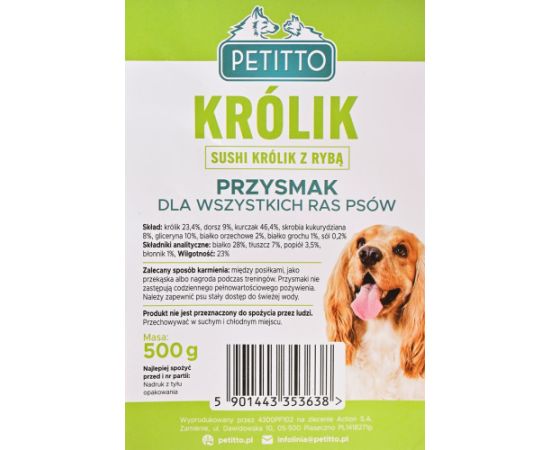 PETITTO Sushi rabbit with fish - dog treat - 500g Suņu barība