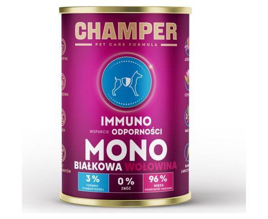 CHAMPER Immuno Beef - wet dog food - 400g Suņu barība