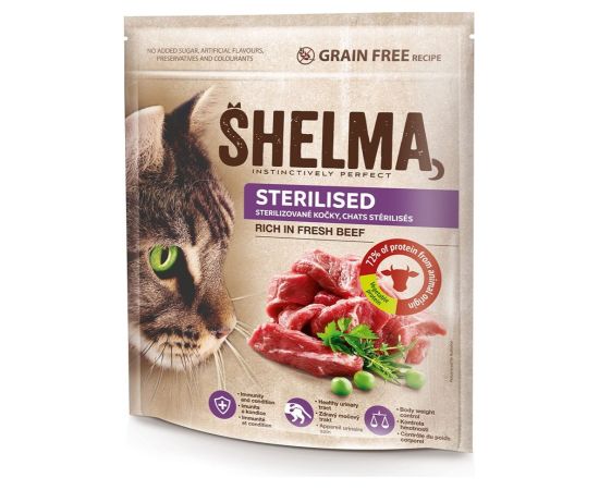 SHELMA Sterilised Rich in beef - dry cat food - 750g Сухой корм для кошек