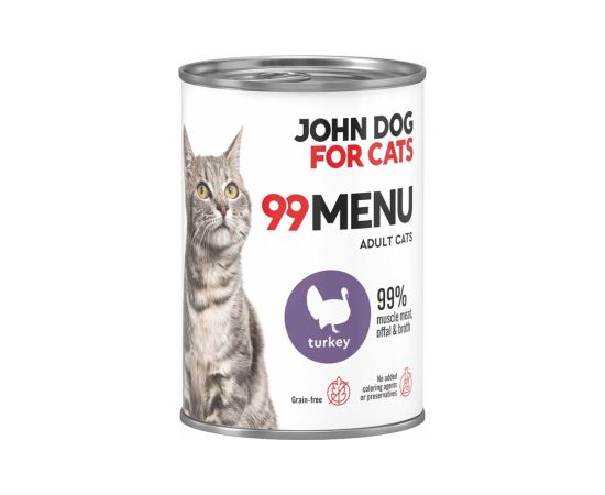 John Dog 99 menu dorosły indyk karma mokra dla kota 400g Kaķu konservi