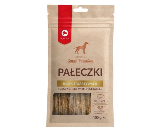 MACED Turkey sticks with vegetables - Dog treat - 100g Suņu barība