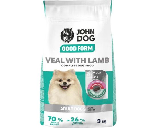 John Dog GOOD FORM MAŁE RASY cielęcina z jagnięciną Karma sucha dla psa 3kg Suņu barība