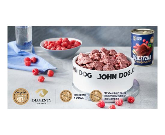 John Dog BERRY Adult dziczyzna z malinami 400g Suņu barība