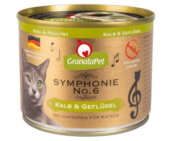 Fox4pets GRANATAPET Symphonie  No.6 Veal and poultry - wet cat food - 200g Kaķu konservi