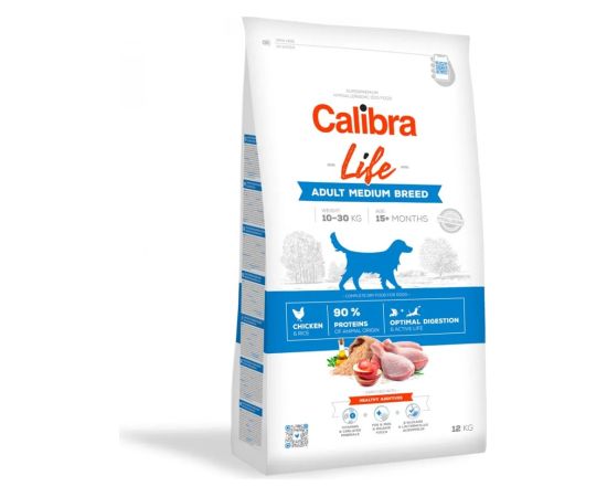 CALIBRA Life Adult Medium breed Chicken - dry dog food - 12kg Suņu barība