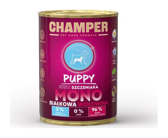 CHAMPER Puppy Beef - wet dog food - 400g Suņu barība