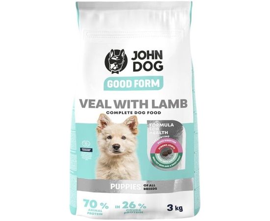 John Dog GOOD FORM SZCZENIAK cielęcina z jagnięciną Karma sucha dla psa 3kg Suņu barība