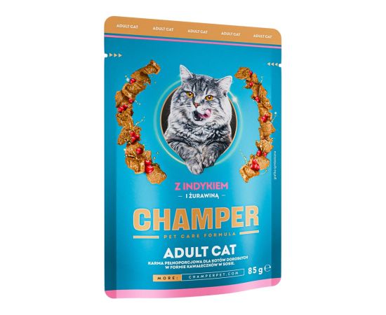 CHAMPER with turkey and cranberries - wet cat food - 85g Kaķu konservi