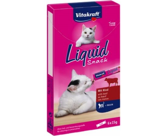 VITAKRAFT Cat Liquid-Snack with beef - cat treats - 6 x 15g Сухой корм для кошек
