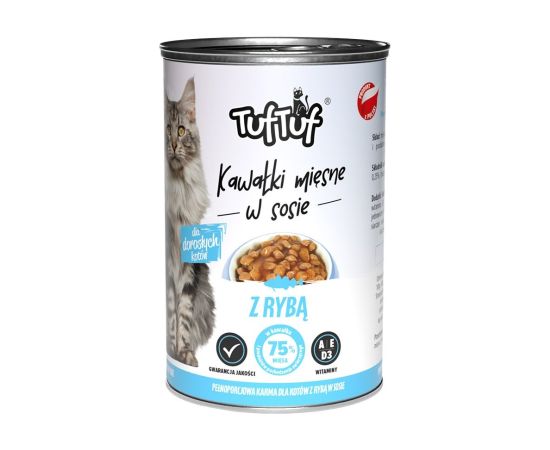 Tuftuf TUF TUF Pieces of meat in sauce with fish - wet cat food - 415g Консервы кошек