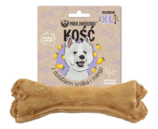PAKA ZWIERZAKA Bone with rabbit and mango XL 17 cm - dog treat - 115g Suņu barība