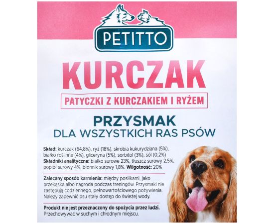 PETITTO Sticks with chicken and rice - dog treat - 500 g Suņu barība