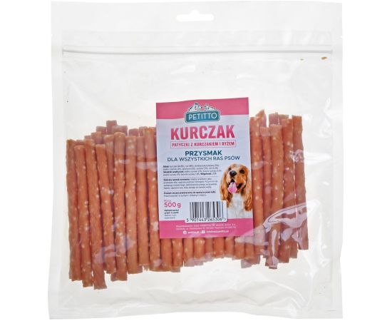 PETITTO Sticks with chicken and rice - dog treat - 500 g Suņu barība