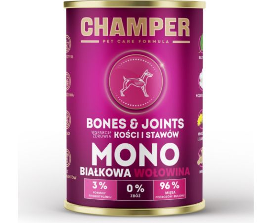 CHAMPER Bones & Joints Beef - wet dog food - 400g Suņu barība