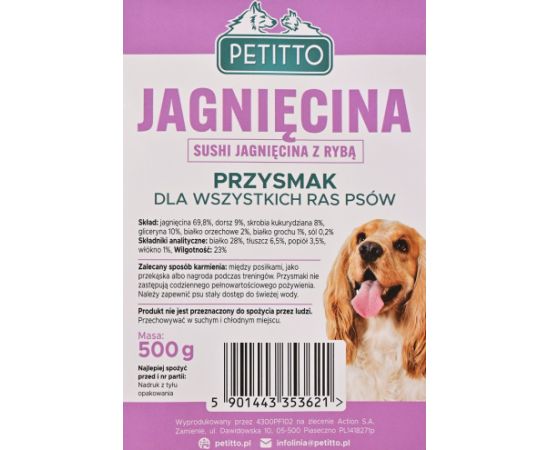 PETITTO Sushi Lamb with fish - dog treat - 500g Suņu barība