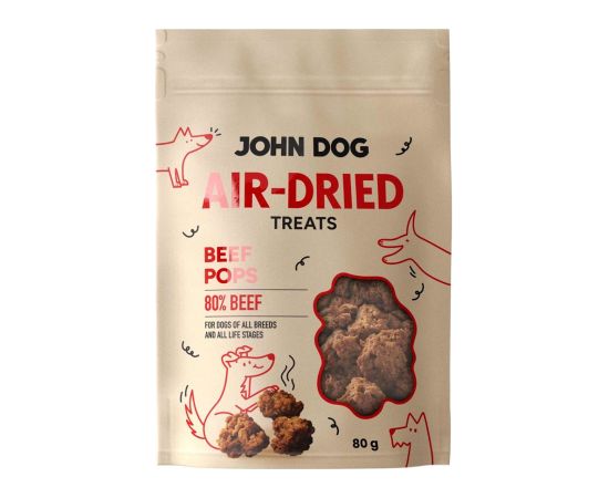 JOHN DOG Air-Dried Beef pops - dog treat - 80g Suņu barība