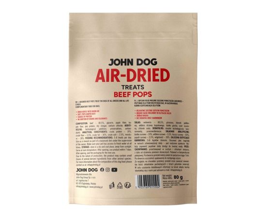 JOHN DOG Air-Dried Beef pops - dog treat - 80g Suņu barība