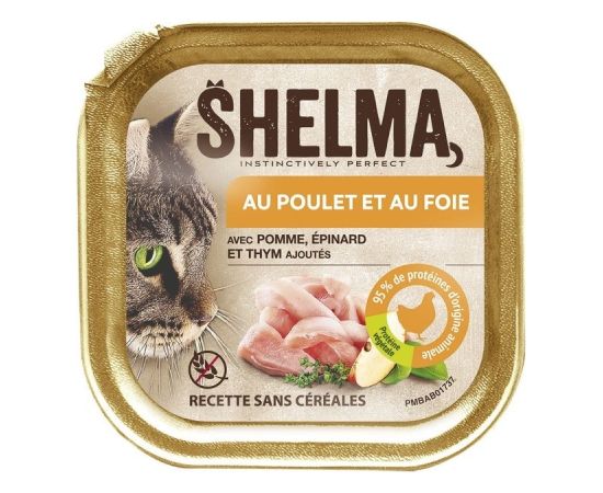 SHELMA Chicken and liver pate - wet cat food - 100g Kaķu konservi