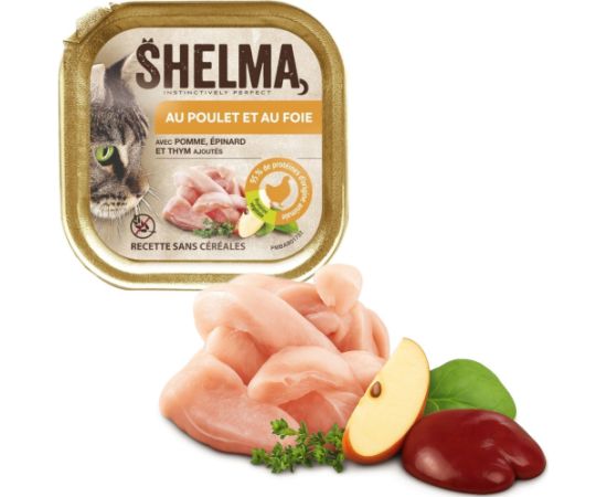SHELMA Chicken and liver pate - wet cat food - 100g Kaķu konservi