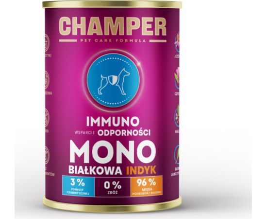 CHAMPER Immuno Monoprotein Turkey - wet dog food - 400g Suņu barība