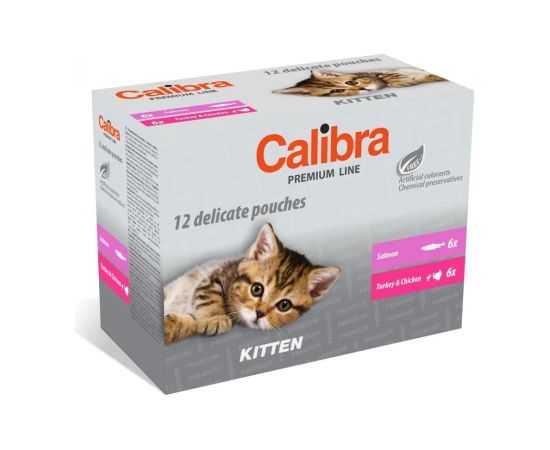 CALIBRA Cat Premium Kitten Pouches multipack - wet cat food - 12x100g Консервы кошек