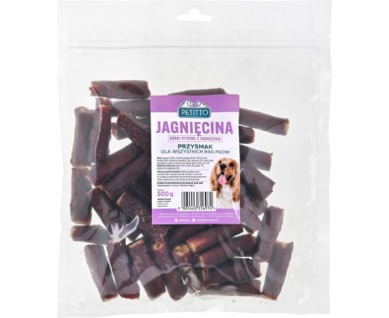 PETITTO Rurki ryżowe z jagnięciną dla psa 500g Suņu barība