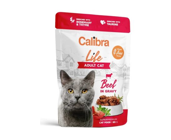 CALIBRA Cat Life Adult Beef in gravy - wet cat food - 85g Kaķu konservi