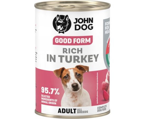 John Dog GOOD FORM DOROSŁY INDYKA KARMA 400g Suņu barība