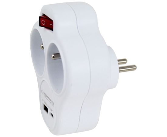 Esperanza ELK311W Electrical splitter 2 GN. USB-C USB-A ON. White Зарядные устройства