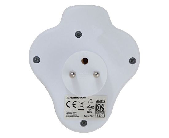 Esperanza ELK311W Electrical splitter 2 GN. USB-C USB-A ON. White Зарядные устройства