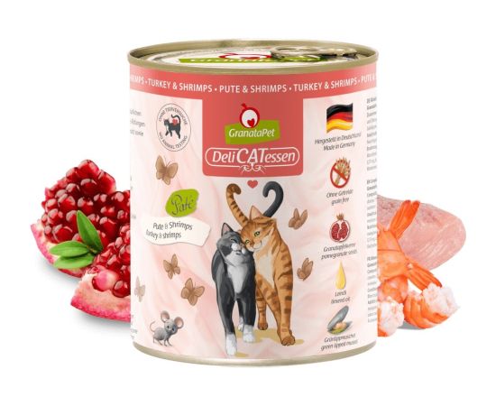 Fox4pets GRANATAPET DeliCATessen Turkey and shrimps - wet cat food - 800g Kaķu konservi