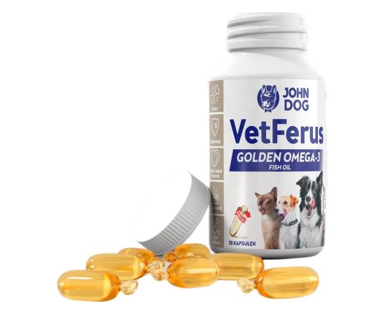 JOHN DOG VetFerus Golden Fish Oil - supplements for dogs and cats – 30 Suņu barība