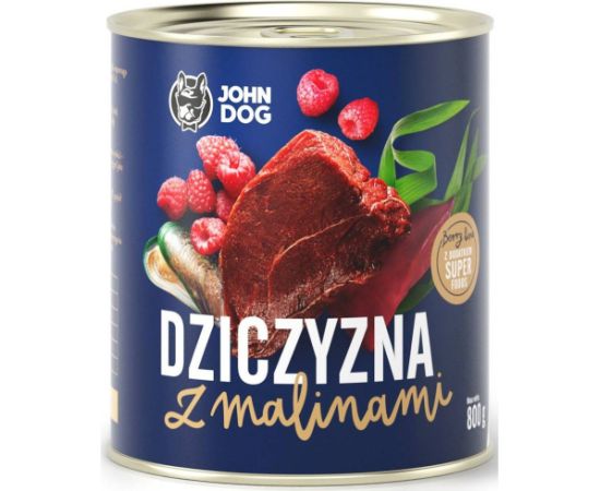 John Dog BERRY Adult dziczyzna z malinami 800g Suņu barība