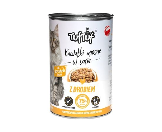 Tuftuf TUF TUF Pieces of meat in sauce with poultry - wet cat food - 415g Консервы кошек