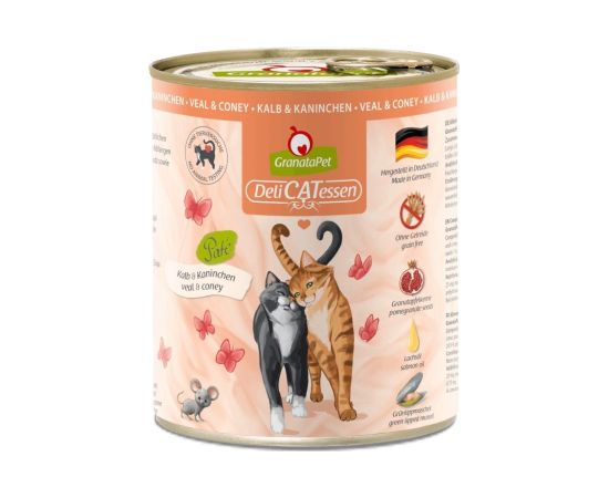 Fox4pets GRANATAPET DeliCATessen Veal and coney - wet cat food - 800g Kaķu konservi