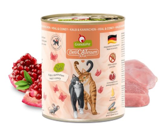 Fox4pets GRANATAPET DeliCATessen Veal and coney - wet cat food - 800g Kaķu konservi