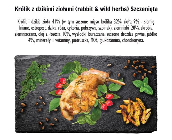 PAKA ZWIERZAKA Puppy Rabbit with wild herbs S - dry dog food - 9kg Suņu barība