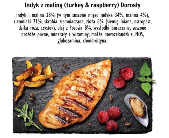 PAKA ZWIERZAKA Turkey with raspberry M - dry dog food - 9kg Suņu barība