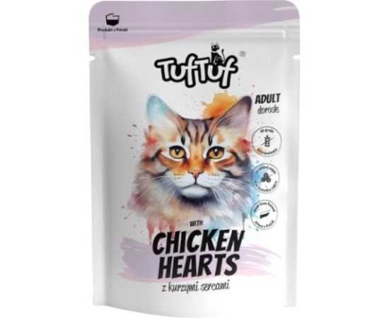 Tuftuf TUF TUF with chicken hearts - wet cat food - 300g Консервы кошек