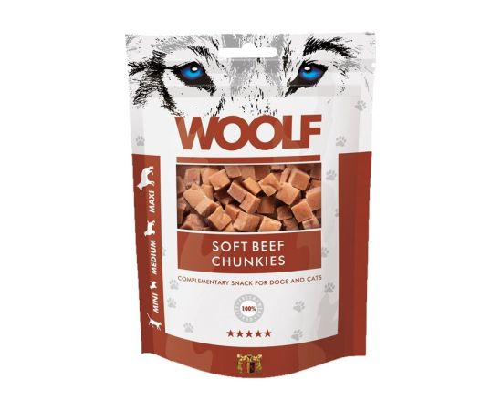 WOOLF Soft Beef chunkies - dog and cat treat - 100g Suņu barība