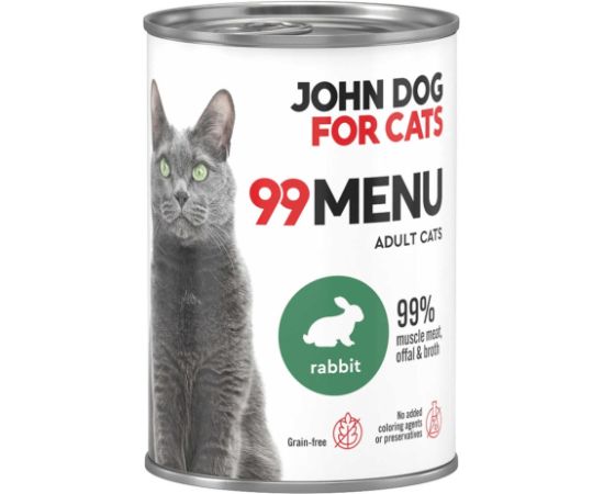 John Dog 99 menu dorosły królik karma mokra dla kota 400g Kaķu konservi