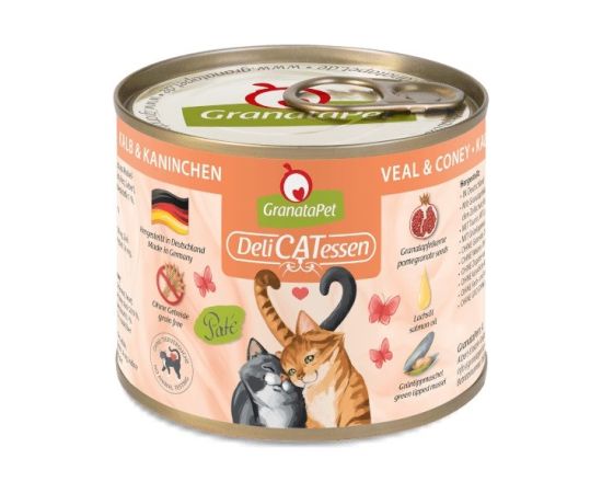 Fox4pets GRANATAPET DeliCATessen Veal and coney - wet cat food - 200g Kaķu konservi